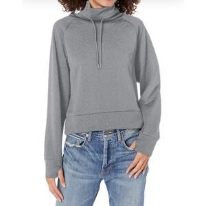 Juicy Couture Light Heather Gray Jacquard Quilted Crop Cowl Neck Pullover, Large